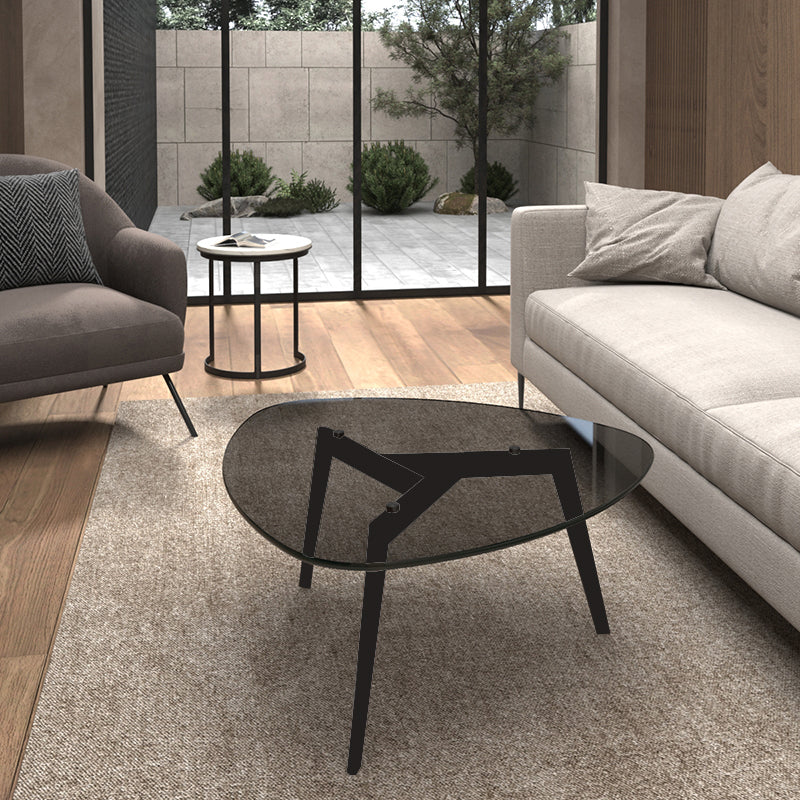 Modern 3 Legs Glass Coffee Table Triangle Coffee Table for Living Room