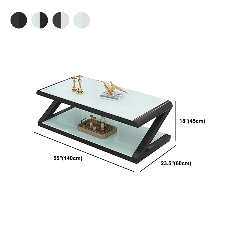 Contemporary Class Top Coffee Table with Steel Frame and Pedestal Base