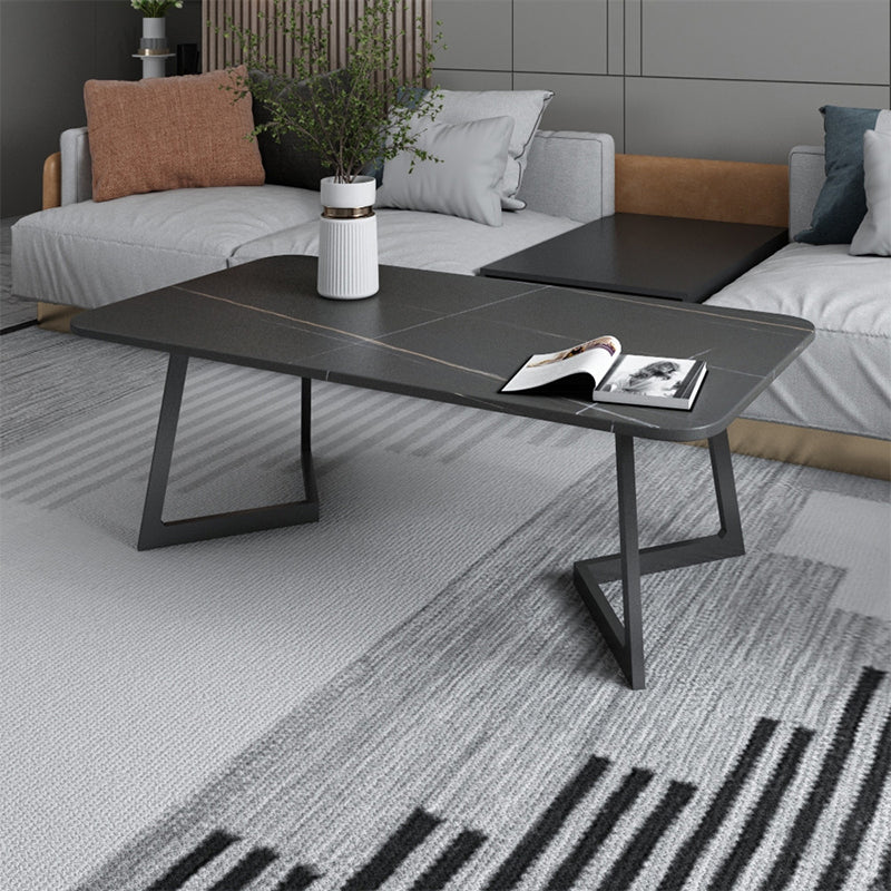 Single Cocktail Table Slate Rectangular Coffee Table for Living Room