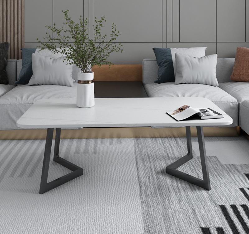 Single Cocktail Table Slate Rectangular Coffee Table for Living Room