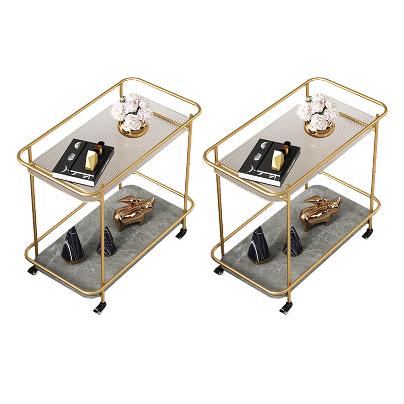 Modern 23.6" Rectangular Glass Top Side Table Metal Frame End Table with Shelf