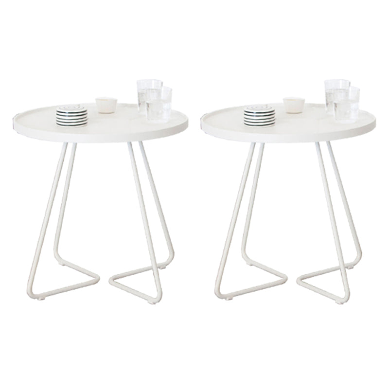 Mid-Century Metal Sled End Table Round Side Table for Living Room