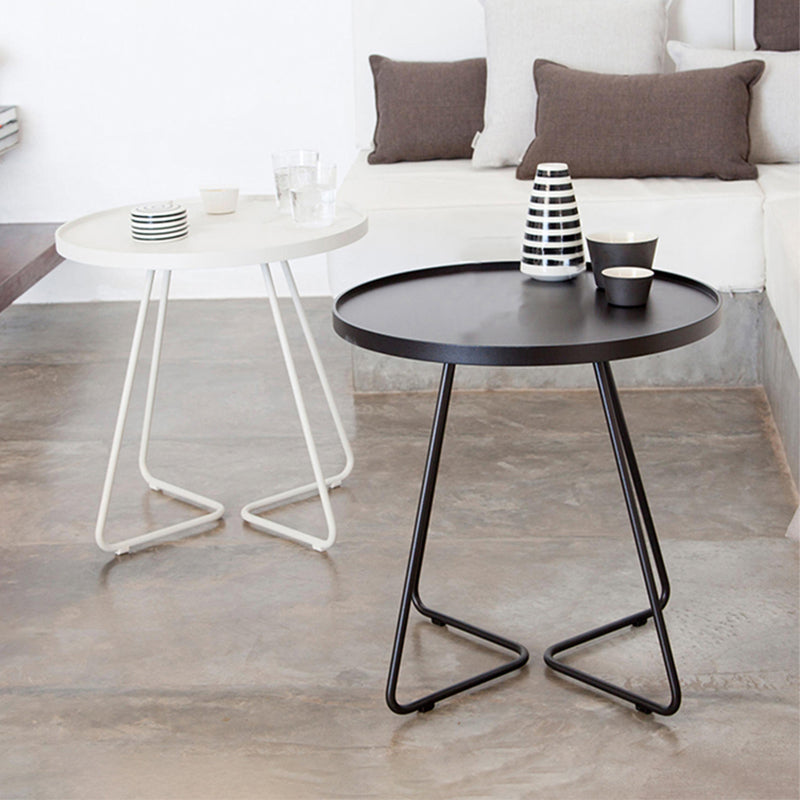 Mid-Century Metal Sled End Table Round Side Table for Living Room