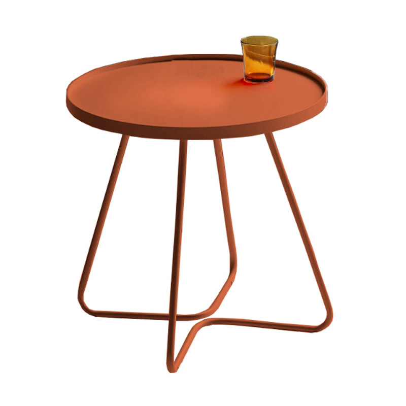 Mid-Century Metal Sled End Table Round Side Table for Living Room