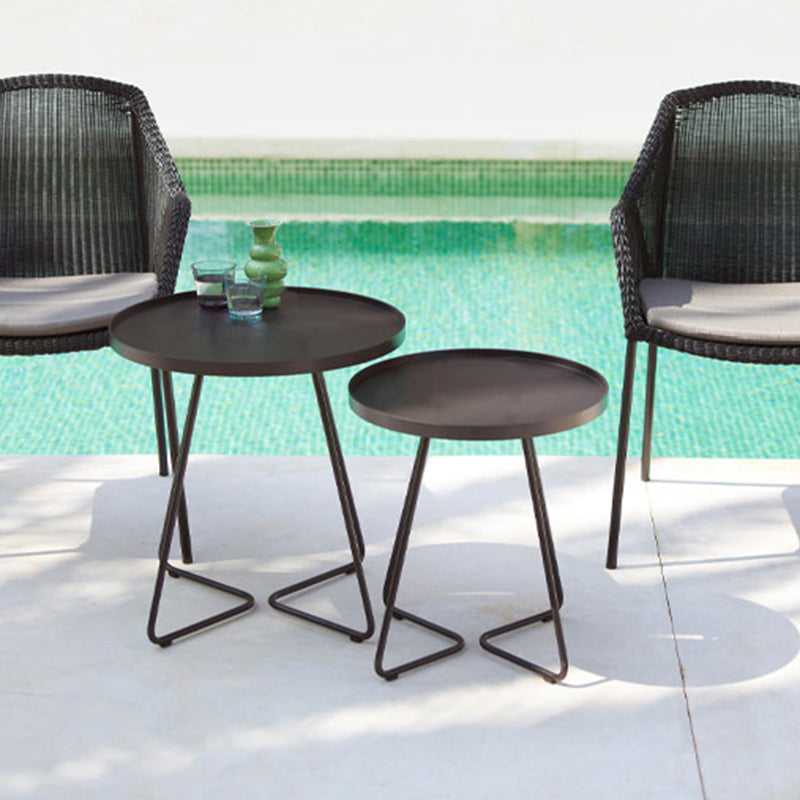 Mid-Century Metal Sled End Table Round Side Table for Living Room