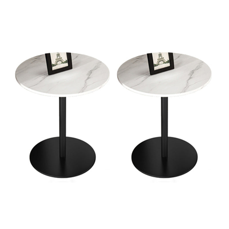 Modern 21.6" Tall Round Slate Top Side Table Iron Pedestal End Table