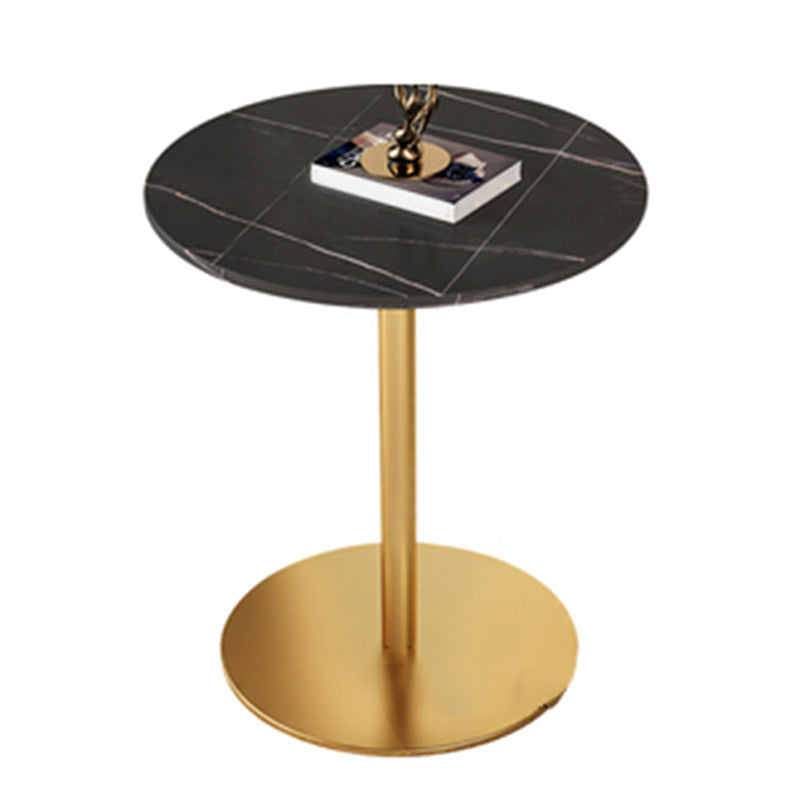 Modern 21.6" Tall Round Slate Top Side Table Iron Pedestal End Table