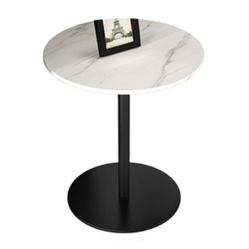 Modern 21.6" Tall Round Slate Top Side Table Iron Pedestal End Table