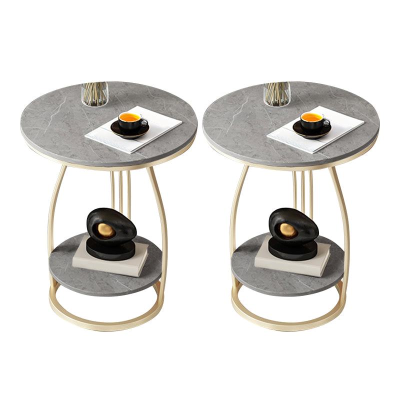 Modernistic Metal Frame End Table Round End Table with Slate Top