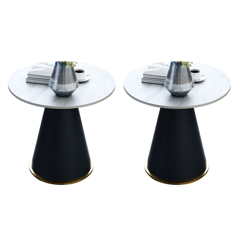 22" Tall Round Slate Top End Table Modern Metal Pedestal Table