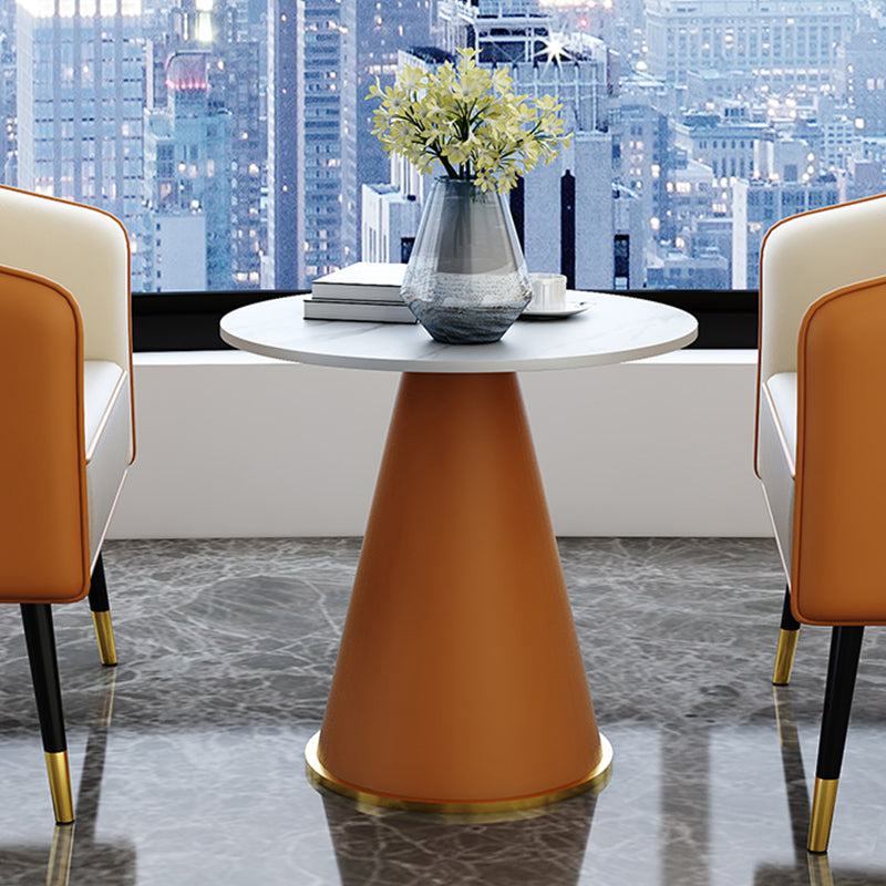 22" Tall Round Slate Top End Table Modern Metal Pedestal Table