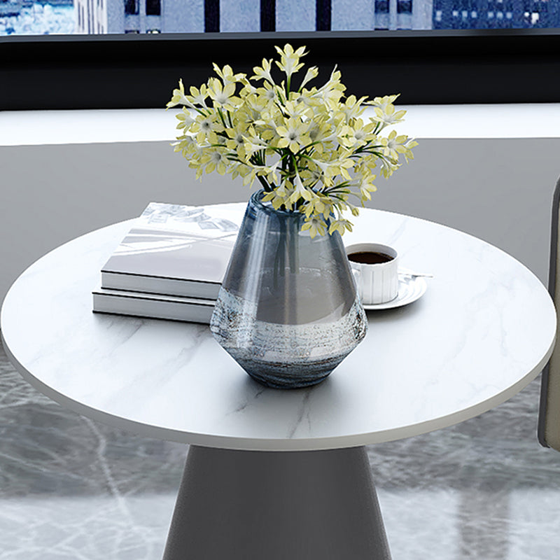 22" Tall Round Slate Top End Table Modern Metal Pedestal Table