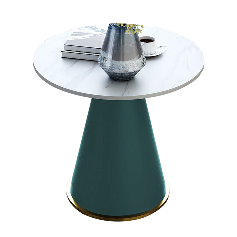22" Tall Round Slate Top End Table Modern Metal Pedestal Table