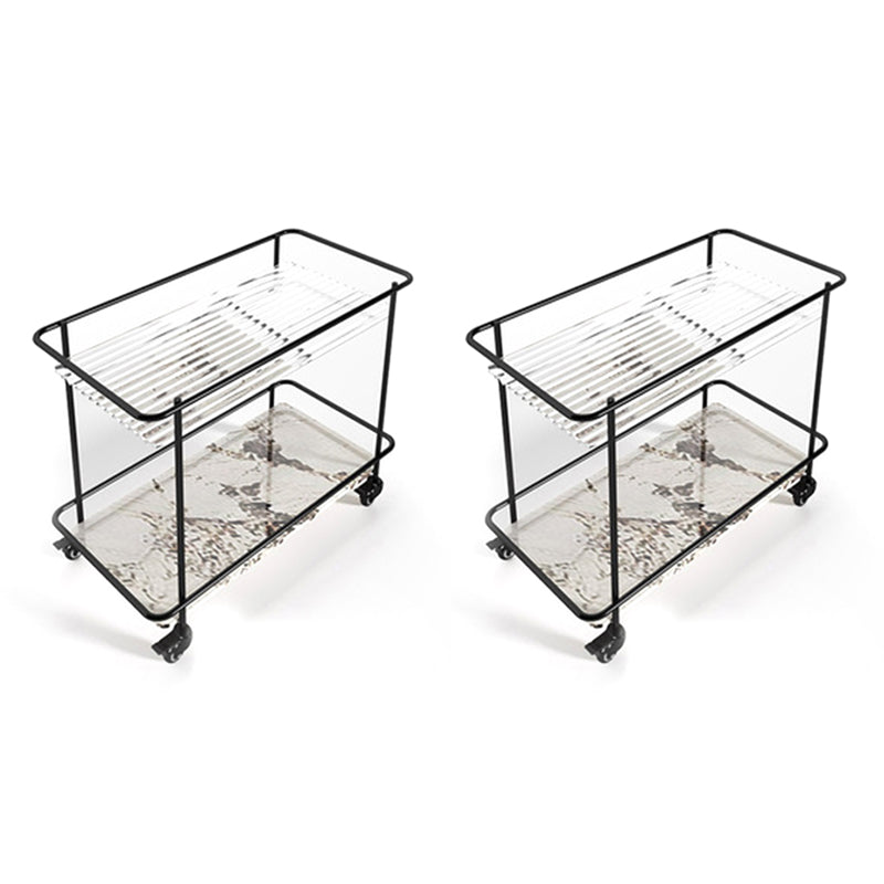 Contemporary Rectangular Glass Top End Table with Slate Shelve