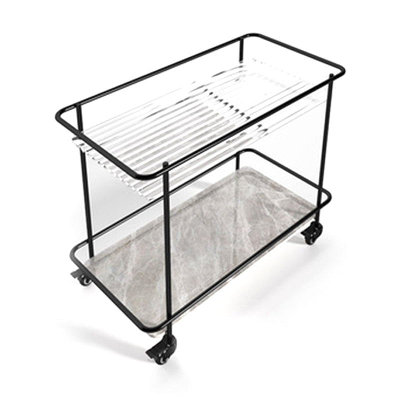 Contemporary Rectangular Glass Top End Table with Slate Shelve
