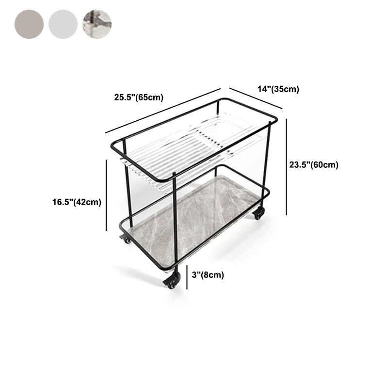 Contemporary Rectangular Glass Top End Table with Slate Shelve