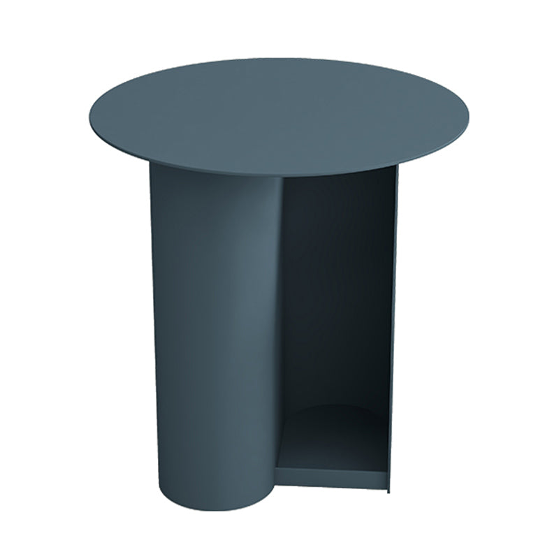 Mid-Century 17.7-inch Metal Round Top Side Table Iron Abstract End Table