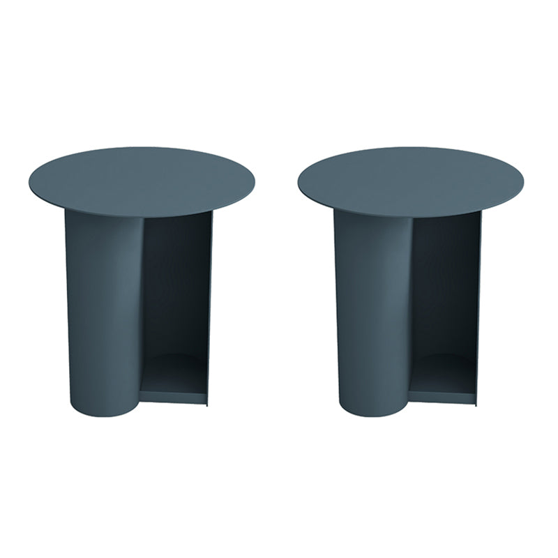 Mid-Century 17.7-inch Metal Round Top Side Table Iron Abstract End Table