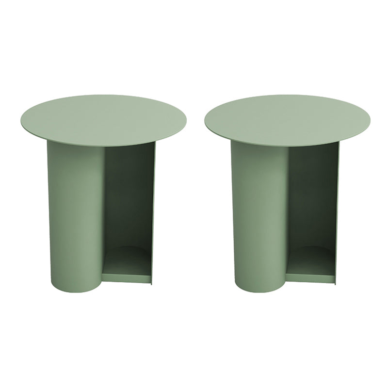 Mid-Century 17.7-inch Metal Round Top Side Table Iron Abstract End Table