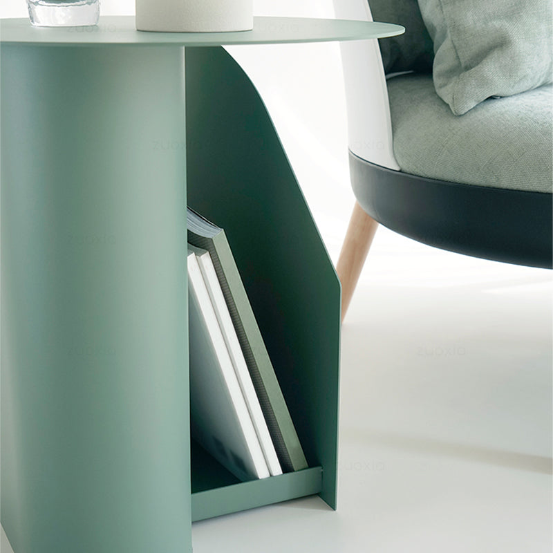 Mid-Century 17.7-inch Metal Round Top Side Table Iron Abstract End Table