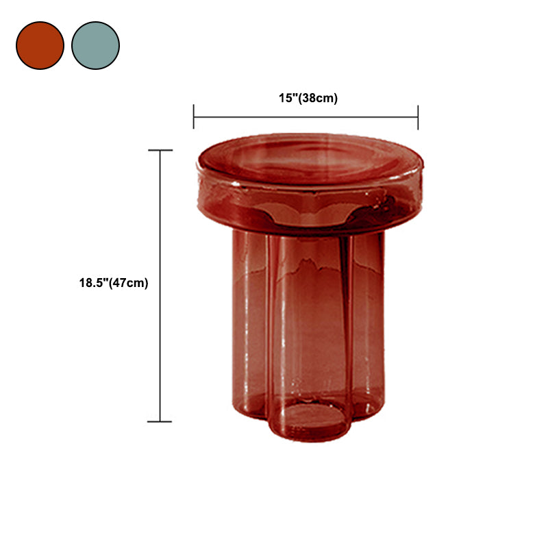Contemporary Round Side Table Pedestal Clear Glass End Table