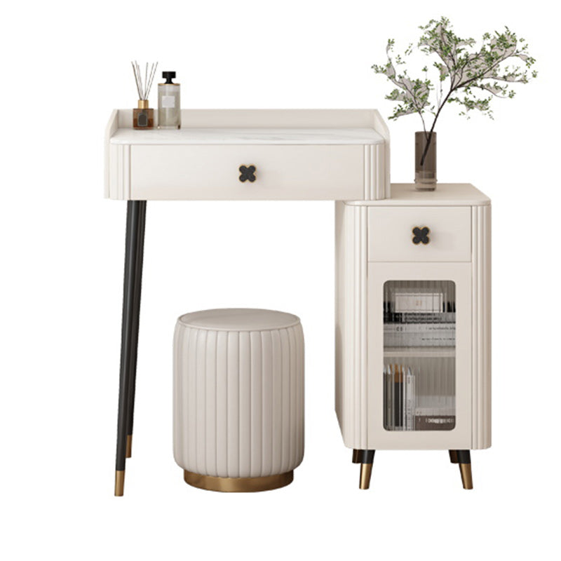 Contemporary Bedroom Storage Box Bright White Straight Feet Vanity Desk