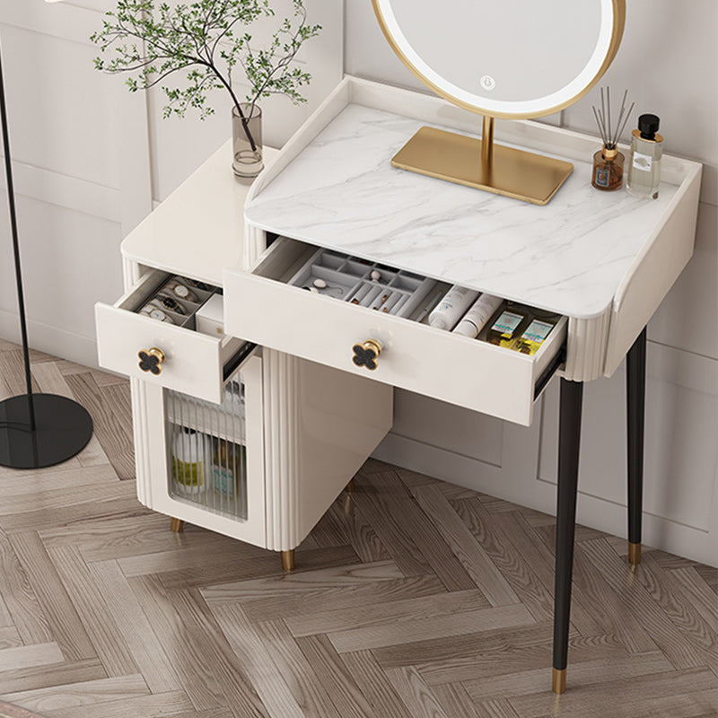 Contemporary Bedroom Storage Box Bright White Straight Feet Vanity Desk