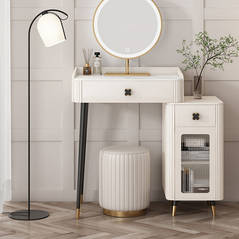 Contemporary Bedroom Storage Box Bright White Straight Feet Vanity Desk