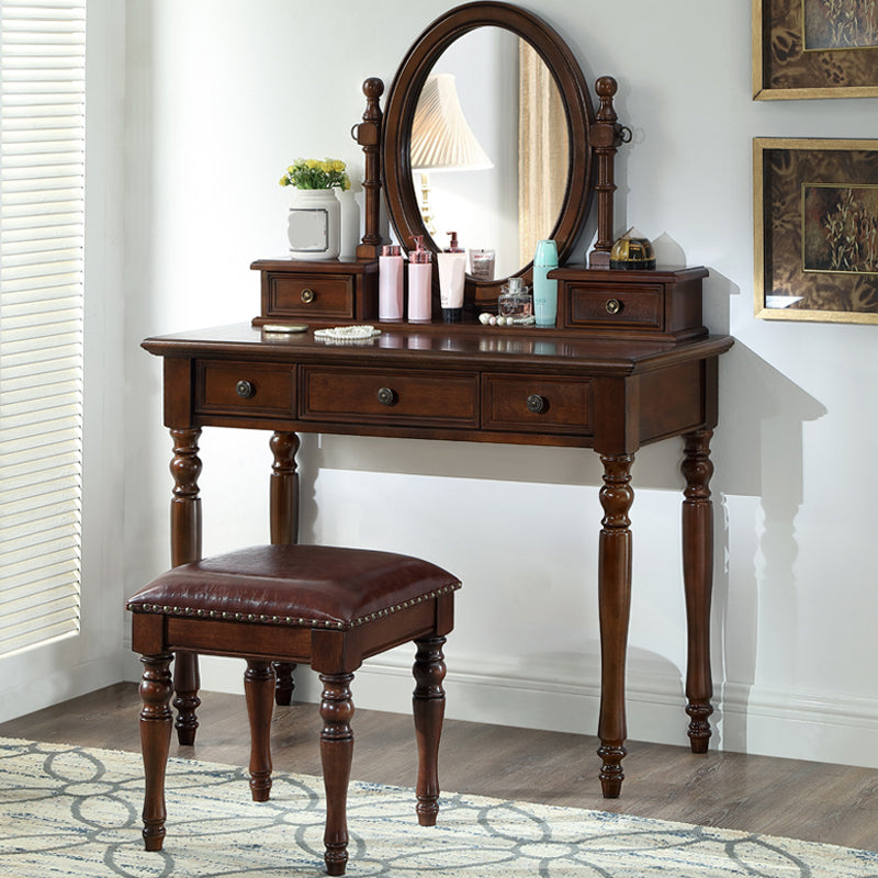 Traditional Rubberwood Bedroom Storage Box 3 Drawer Vanity Tables