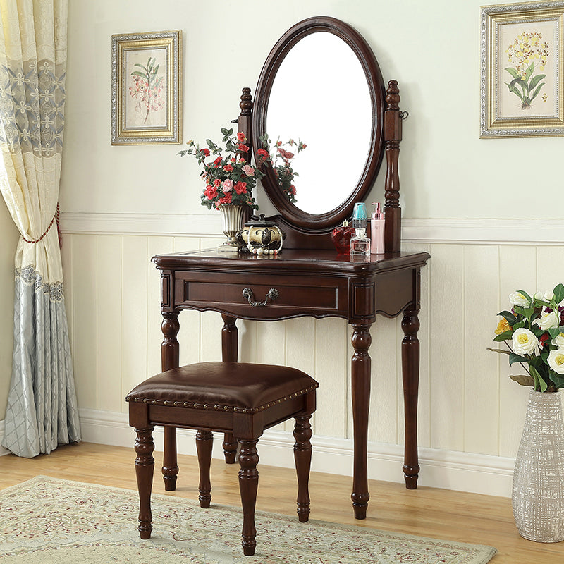 Traditional Rubberwood Bedroom Storage Box 3 Drawer Vanity Tables