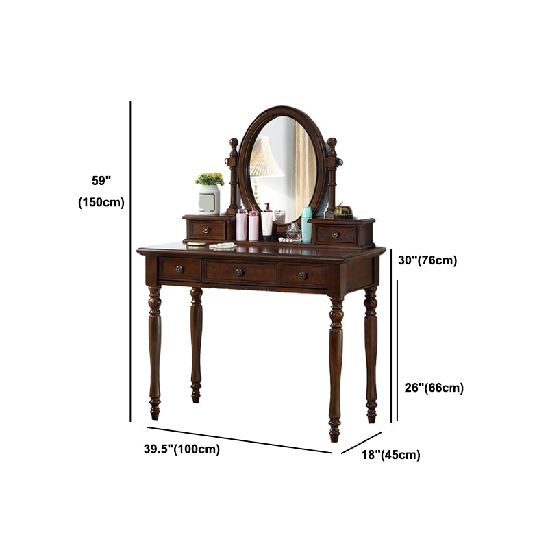 Traditional Rubberwood Bedroom Storage Box 3 Drawer Vanity Tables