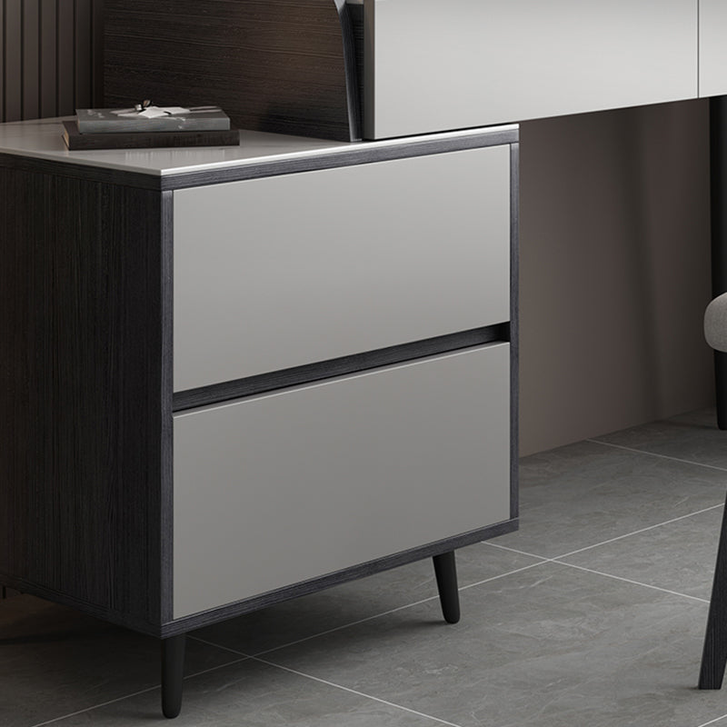 Contemporary Stone Makeup Vanity 4-Drawer Vanity Set with Standing Mirror