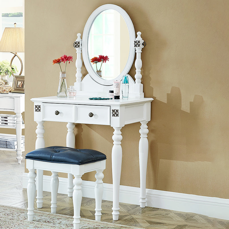 Traditional Makeup Vanity Desk Table with Drawer in Brown for Bedroom