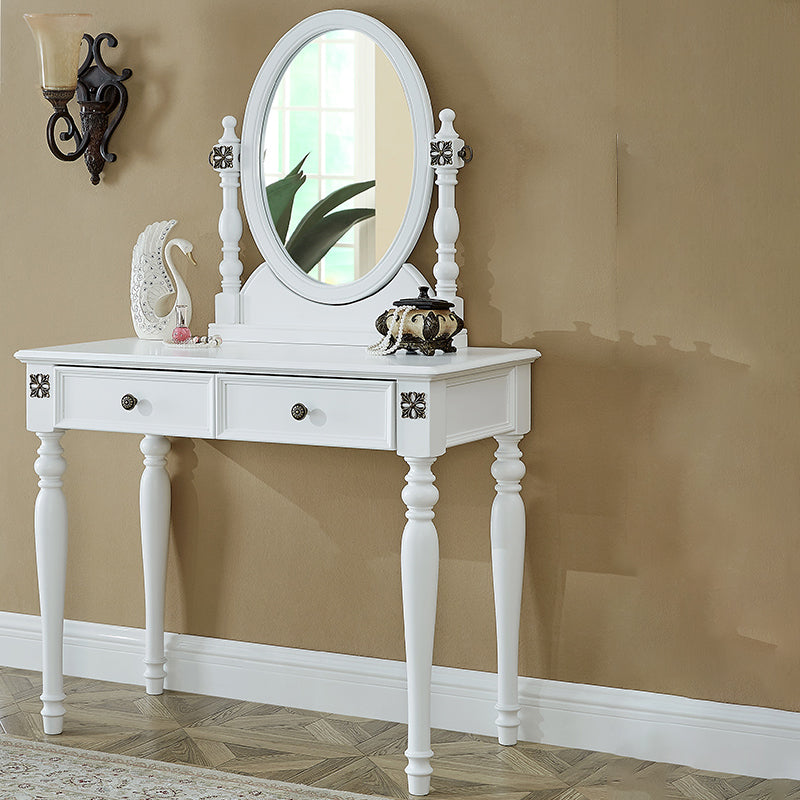 Traditional Makeup Vanity Desk Table with Drawer in Brown for Bedroom