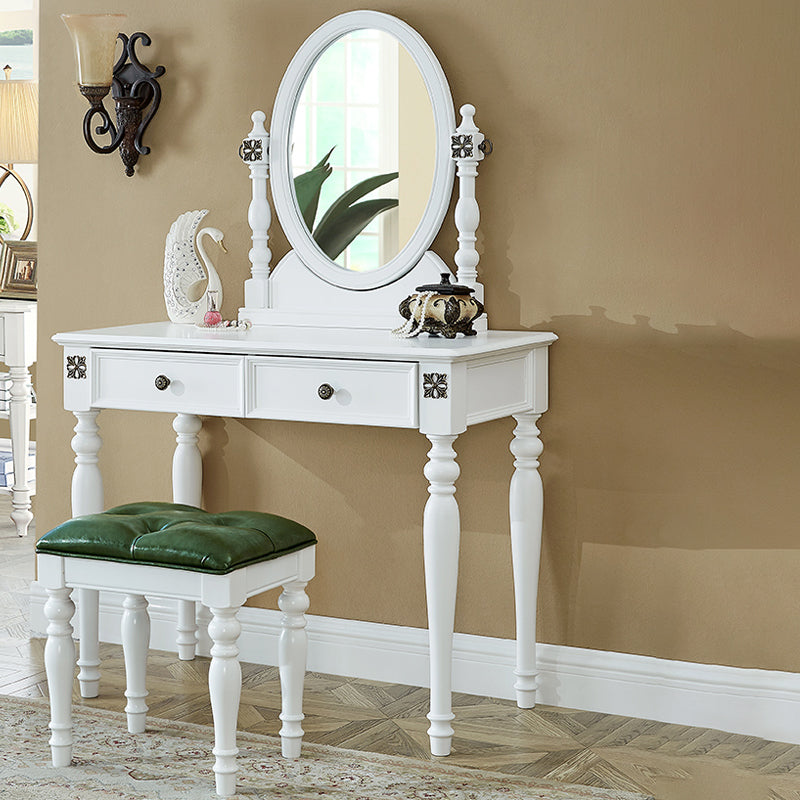 Traditional Makeup Vanity Desk Table with Drawer in Brown for Bedroom
