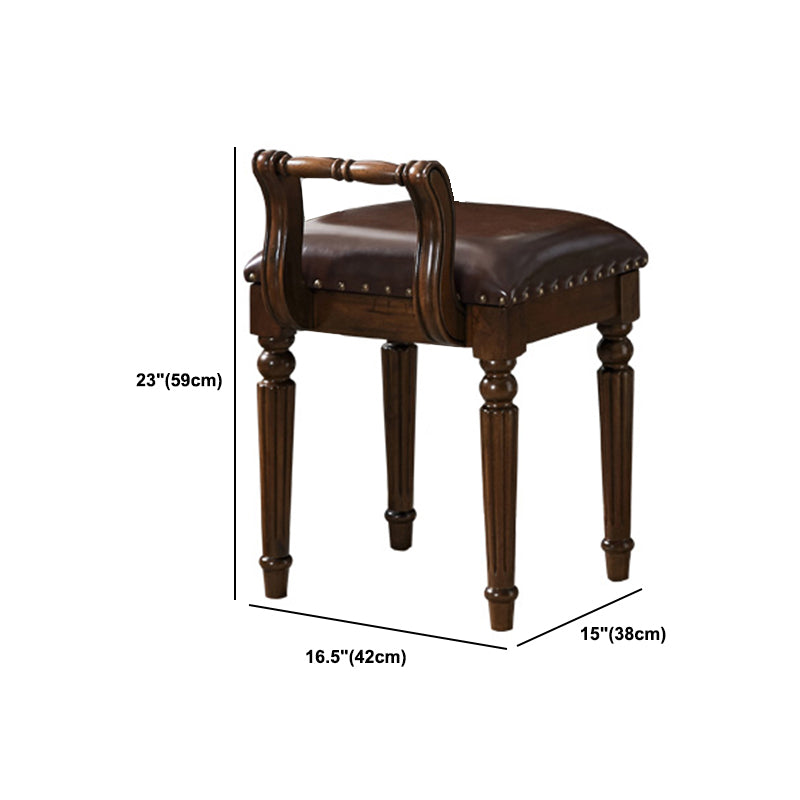 Rubberwood Bedroom Traditional Mirror 2-Drawer Espresso Vanity Set