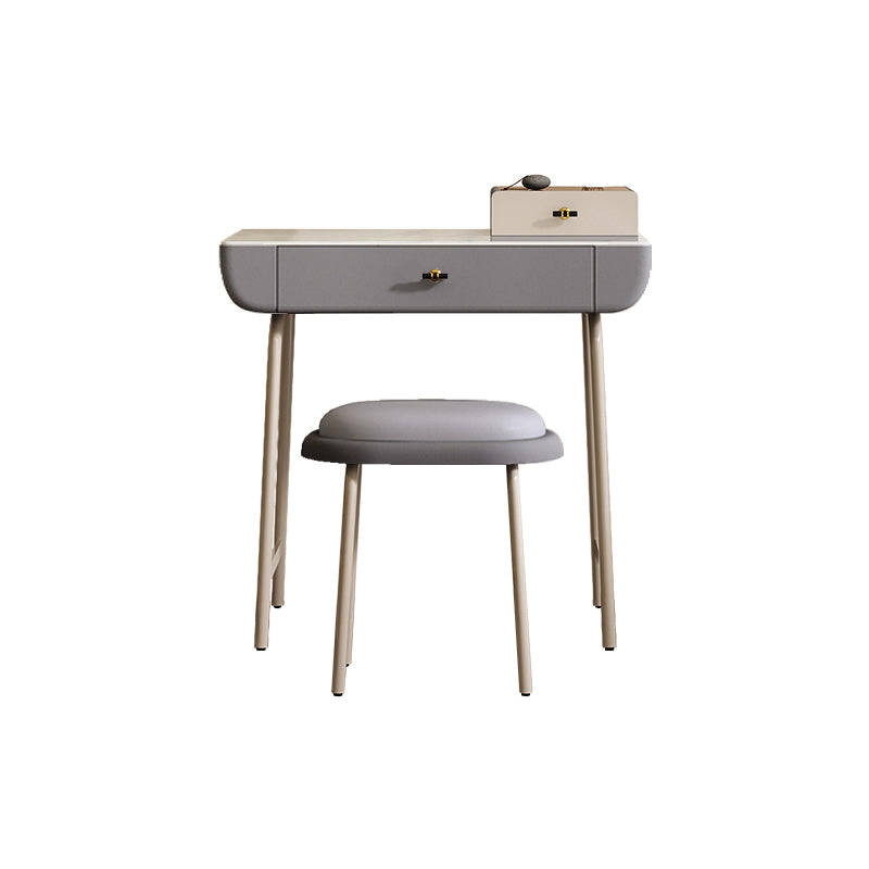 Glam Wood/ Marble With Drawer Vanity Table and Stool Set for Bedroom
