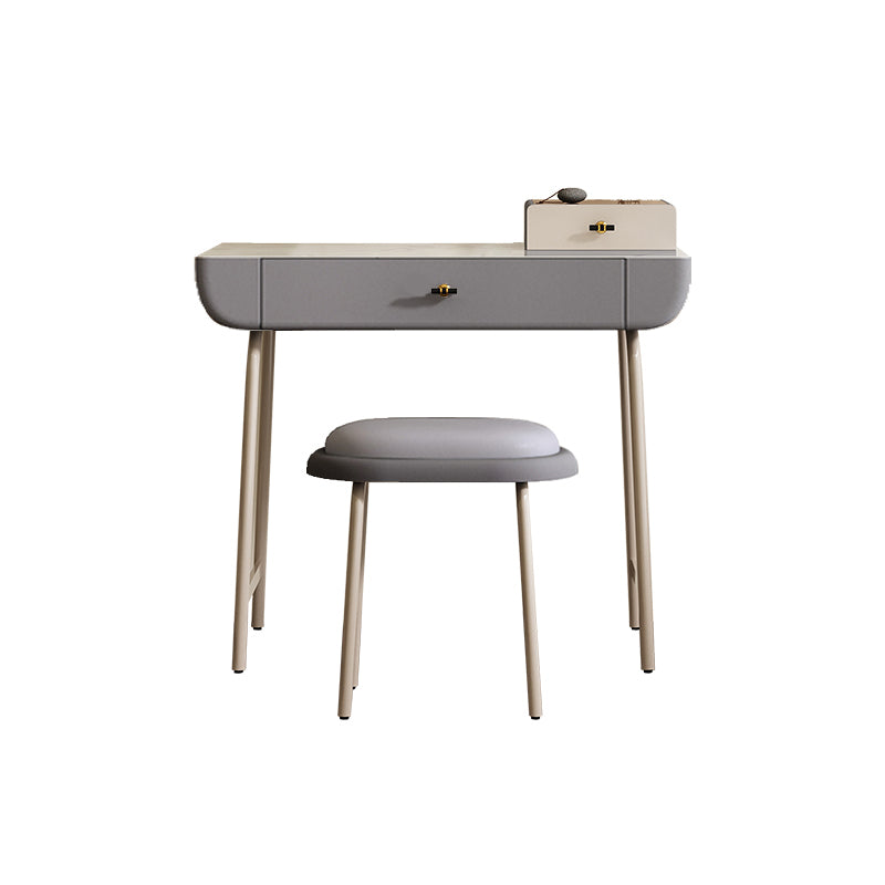 Glam Wood/ Marble With Drawer Vanity Table and Stool Set for Bedroom
