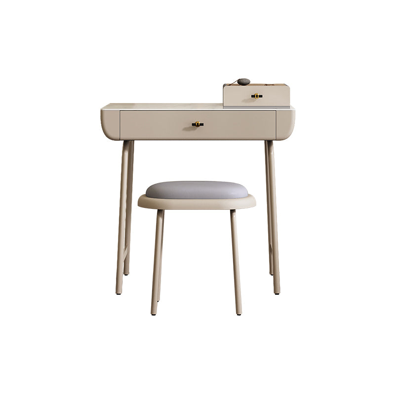 Glam Wood/ Marble With Drawer Vanity Table and Stool Set for Bedroom