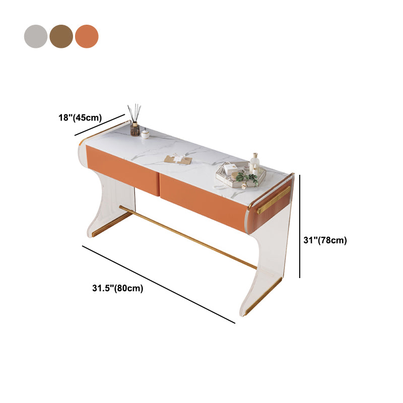 Glam Double Drawers Vanity Set Marble Make-up Vanity for Bedroom