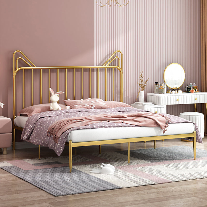 Contemporary Standard Bed with Headboard Open-Frame Metal Bed