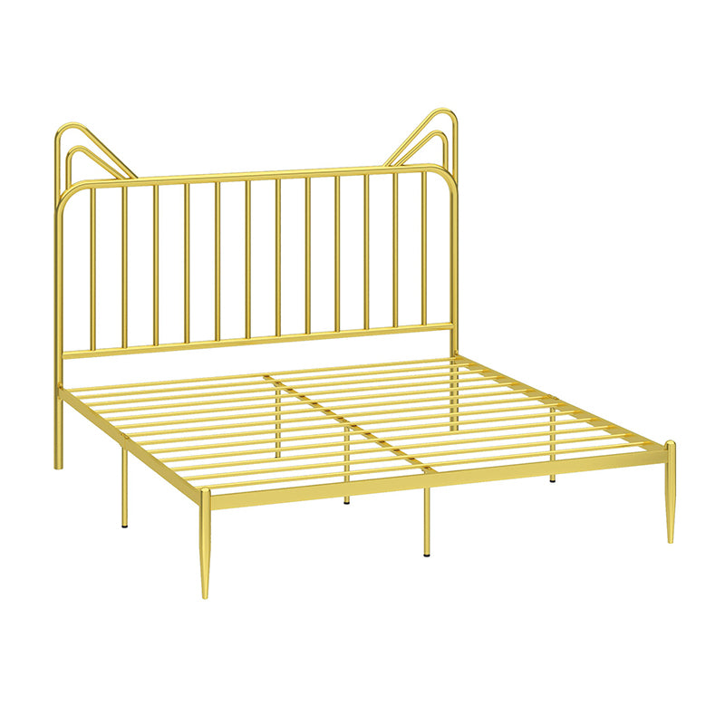 Contemporary Standard Bed with Headboard Open-Frame Metal Bed