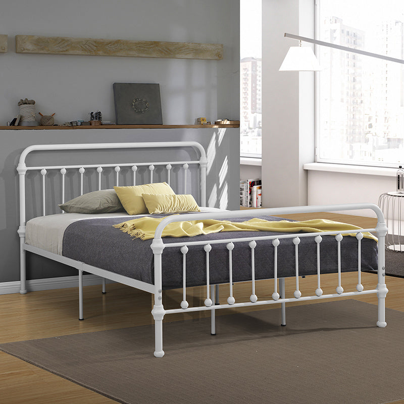 Contemporary Standard Bed Iron Frame with Rectangular Spindle Headboard