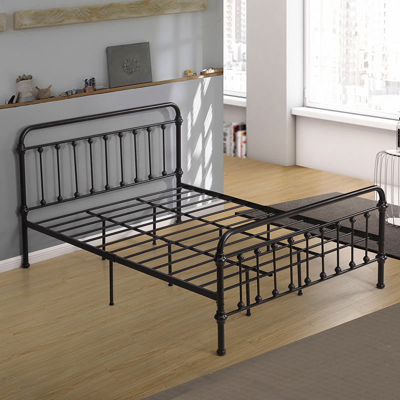 Contemporary Standard Bed Iron Frame with Rectangular Spindle Headboard