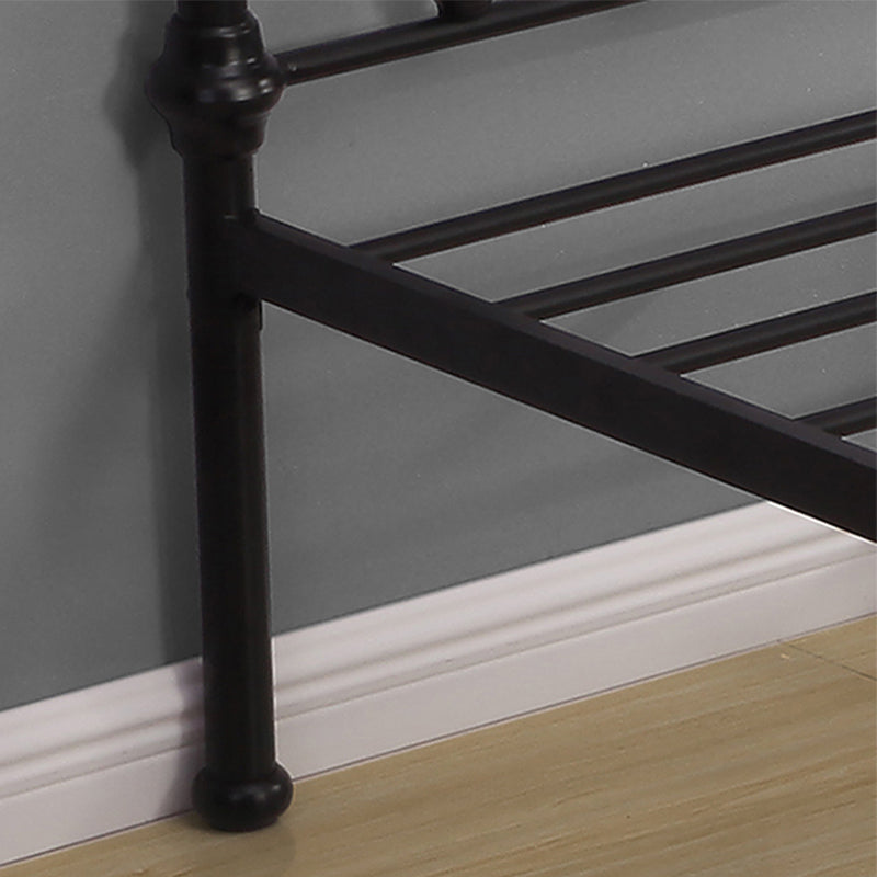 Contemporary Standard Bed Iron Frame with Rectangular Spindle Headboard