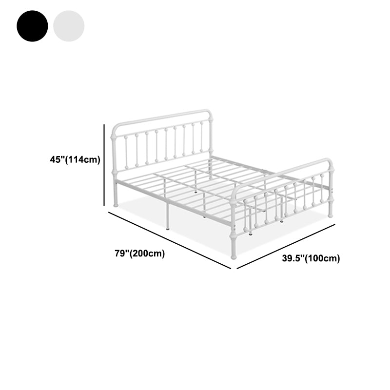 Contemporary Standard Bed Iron Frame with Rectangular Spindle Headboard