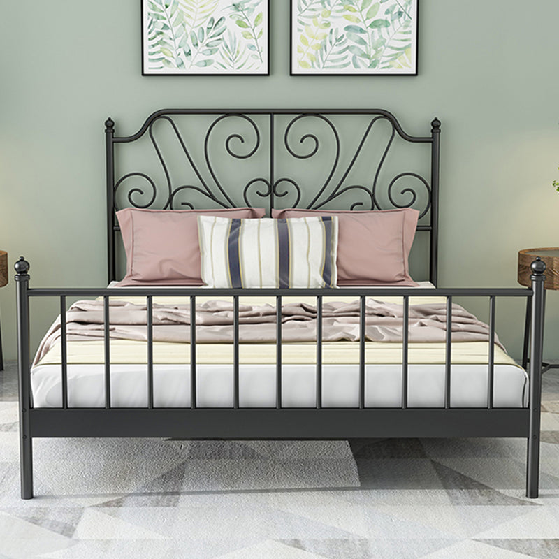 Modern Style Metal Bed Including Headboard Open-Frame Bed in Black/White