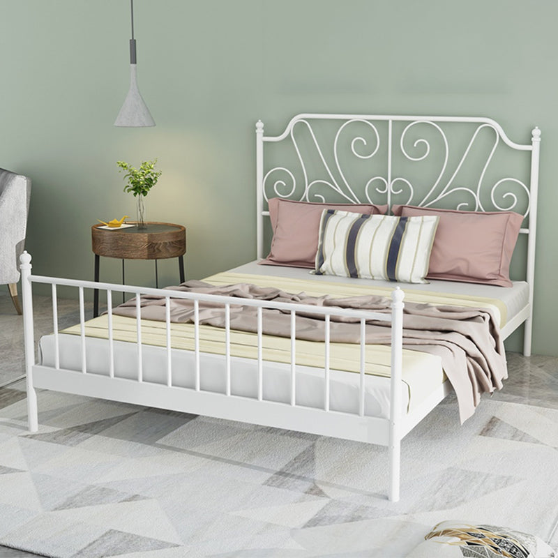 Modern Style Metal Bed Including Headboard Open-Frame Bed in Black/White