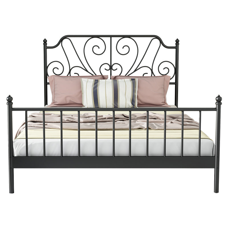 Modern Style Metal Bed Including Headboard Open-Frame Bed in Black/White