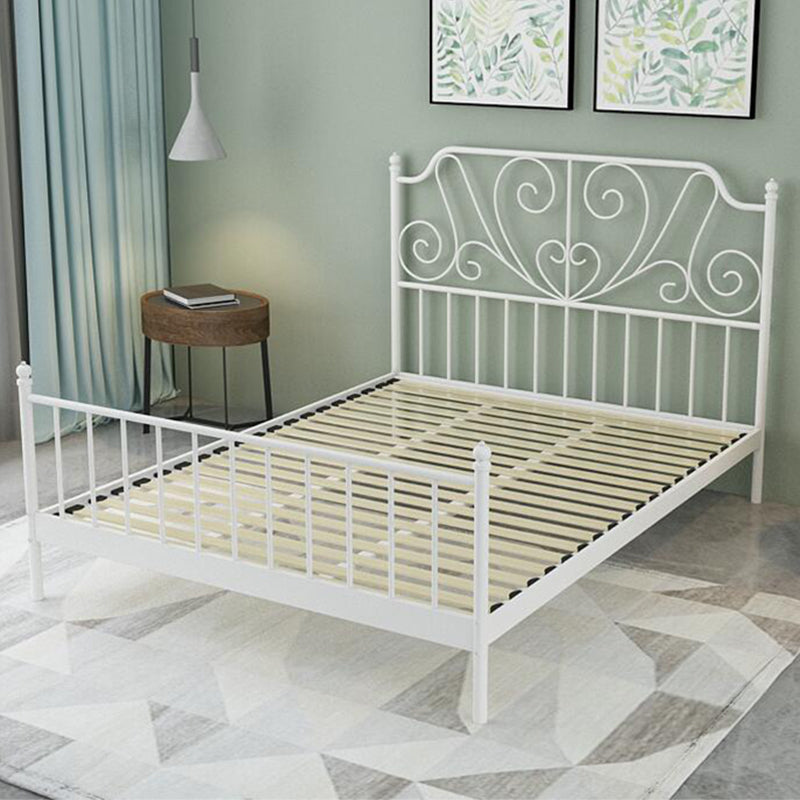 Modern Style Metal Bed Including Headboard Open-Frame Bed in Black/White